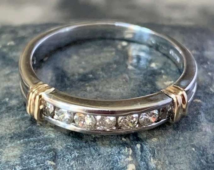 Vintage Gold Diamond Ring: 0.25tcw diamonds, Size L (UK), 9ct white gold hallmark