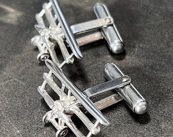 Cuff links for men. Sopwith Triplane Cufflinks | Sterling Silver Aeroplane Cufflinks | Mens Vintage Jewellery