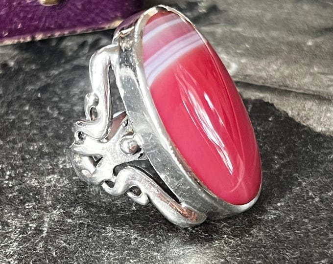 David Scott Walker Ring, 2002 Sterling Silver Agate Ring