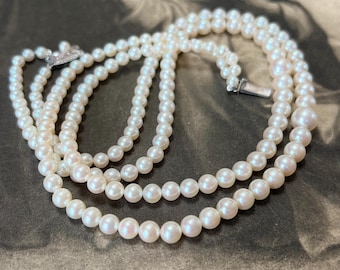 Triple A quality Mikimoto Akoya Pearl Necklace: AAA Gem Quality, Silver Clasp