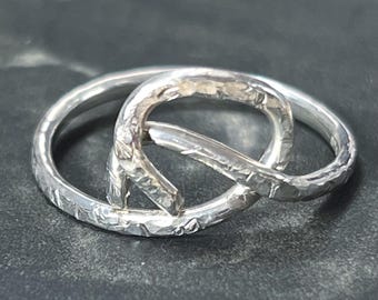 Handmade Sterling Silver Knot Ring – Recycled Silver Thumb Ring – London Hallmarked 2025 – UK W 1/2