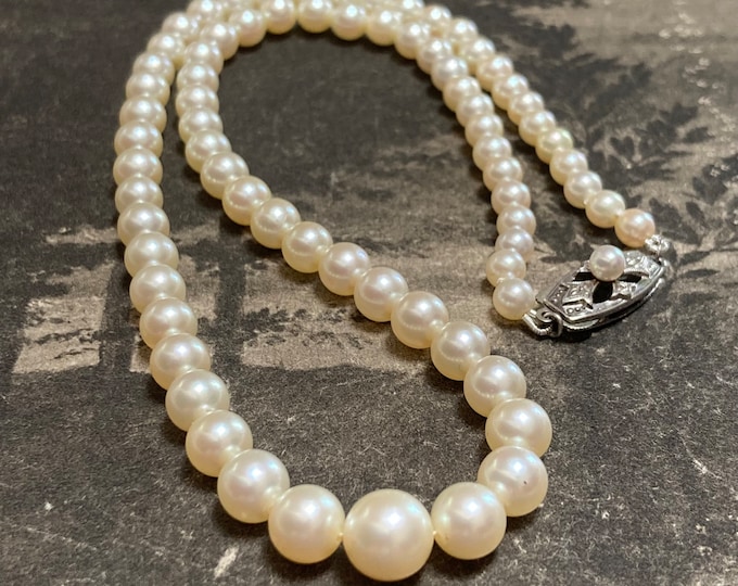 Vintage Mikimoto Akoya Pearl Choker – Graduated Strand Necklace