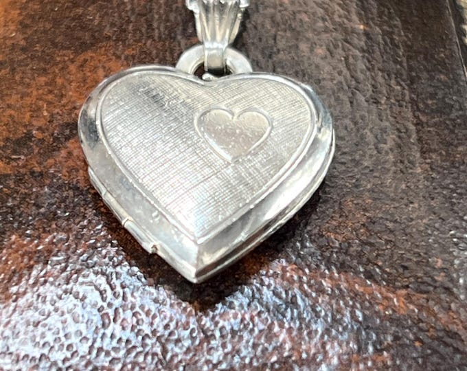 Vintage Sterling Silver Heart Locket, Keepsake, 925 Silver Chain 18"