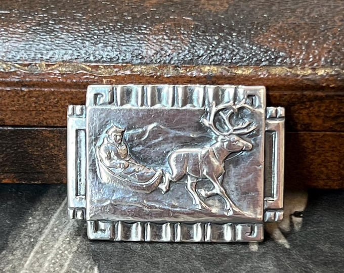 Vintage Norwegian Silver Reindeer Sleigh Brooch, Andresen & Scheinpflug