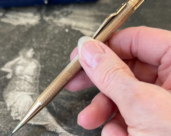 Vintage Yard O Led Gold Propelling Pencil, 1950s Rolled Gold Barley Pencil, Made in England