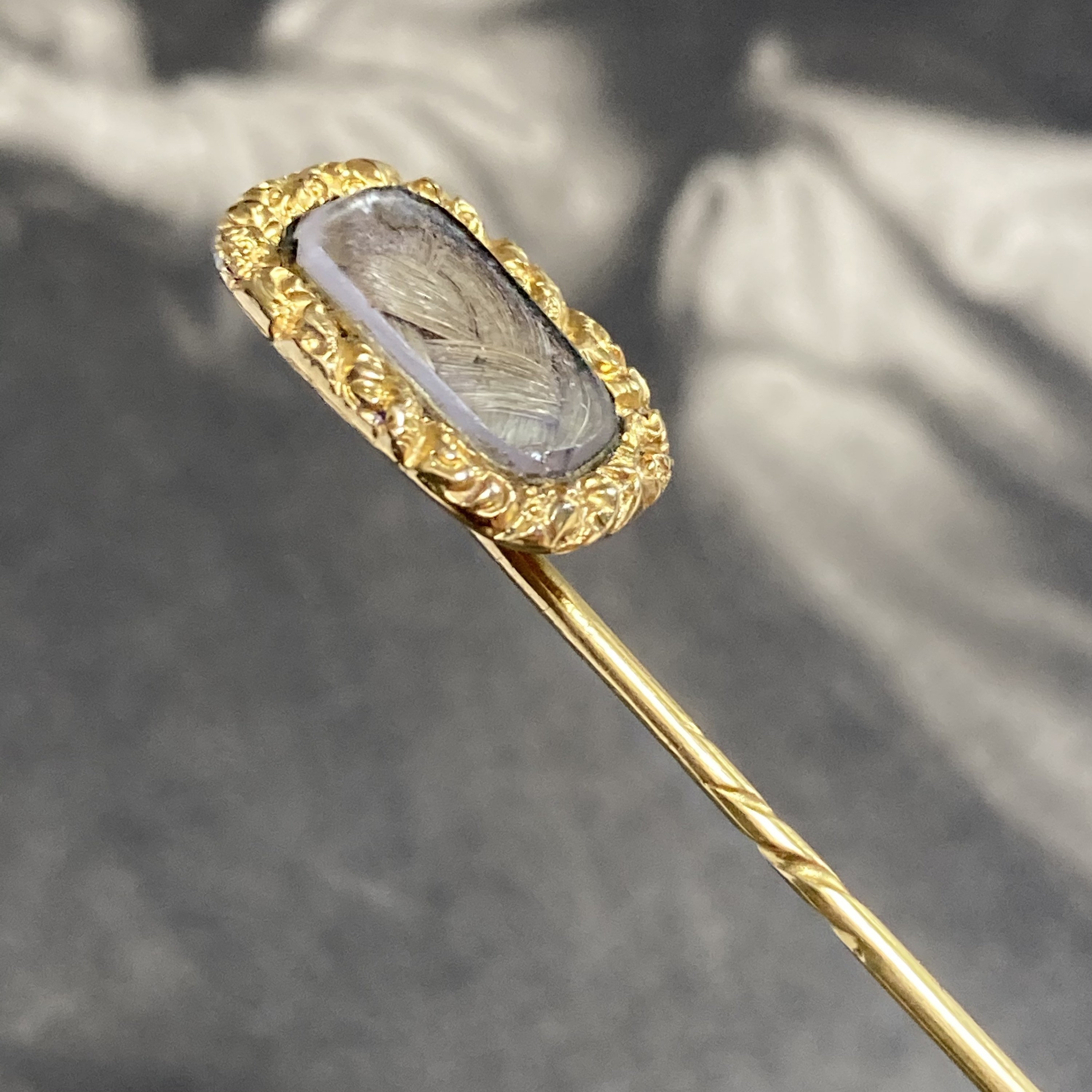 Victorian Gold Stick Pin Antique Momento Mori Gold Lapel Brooch