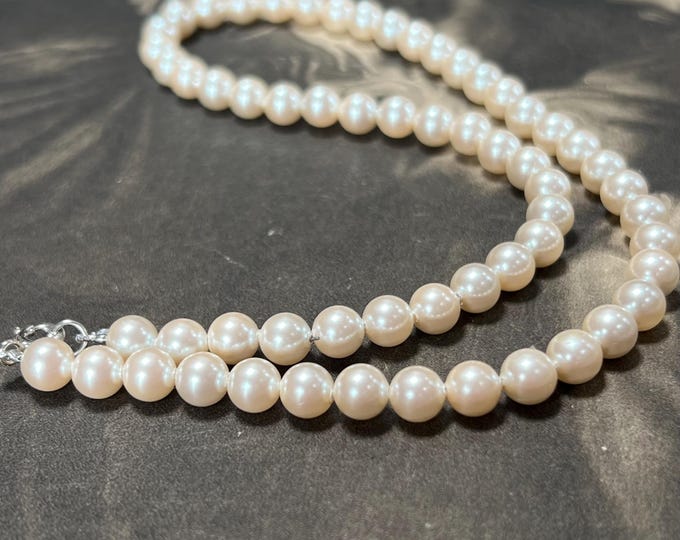 Vintage Faux Pearl Bridal Choker 40 cm – Classic Pearl Necklace with Silver Clasp, Wedding & Occasion Jewellery
