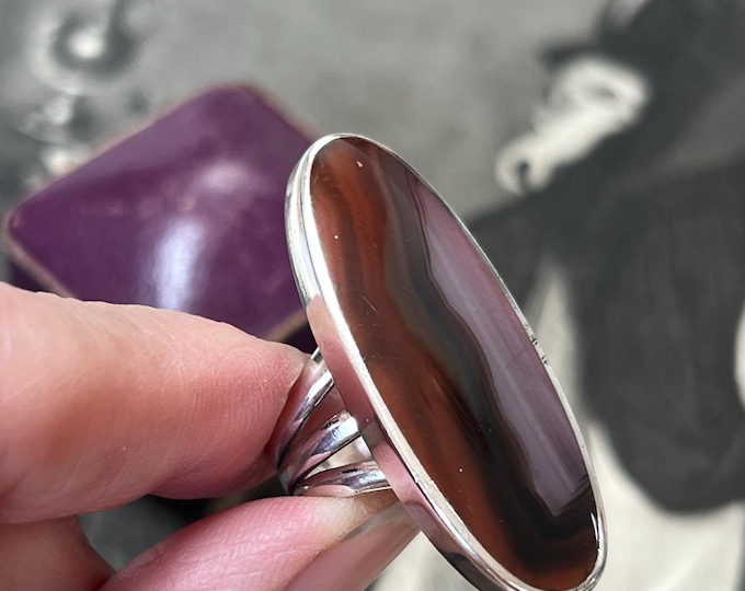 David Scott Walker Silver Ring with Pink Agate | British Studio Jewellery | Statement Sterling Silver Ring
