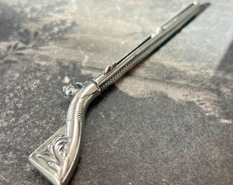 Antique Flintlock Rifle Propelling Pencil Toothpick | German Silver Musket Writing Tool