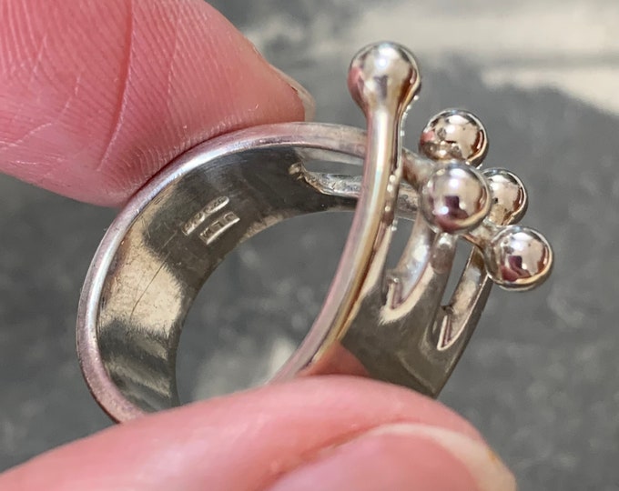 Vintage Anna Greta Eker Sterling Silver Jester Ring - Norway Plus Designs