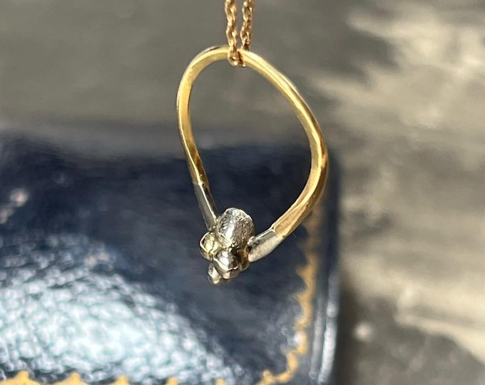 Art Deco 18ct Gold & Platinum Pendant | 1930s Free Form Open Teardrop Pendant | Vintage Gold Jewellery | Minimalist Pendant