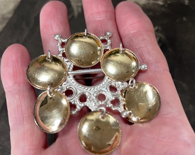 Norse Silver Snowflake Gilt Brooch Solje Wedding Gift Vintage Pin