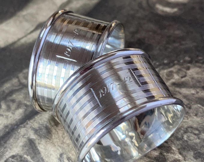 solid silver napkin rings Made in England hallmark dates 1941