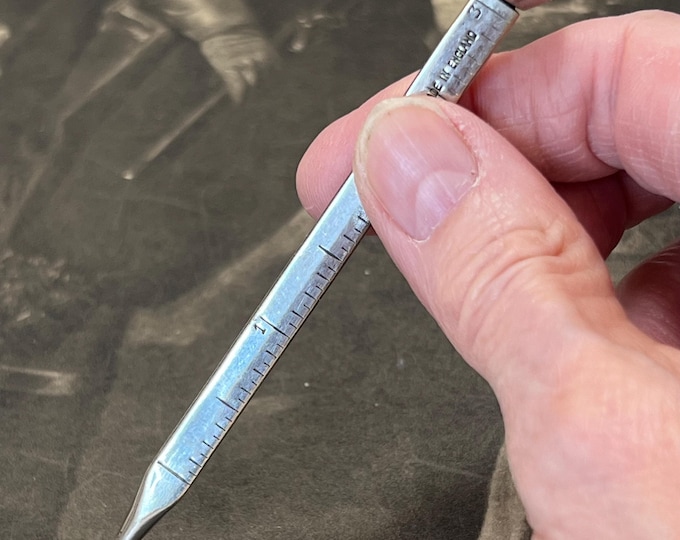 Vintage Nail Propelling Pencil | Silver-Coloured Metal Ruler Measure Advertising Item Made in England