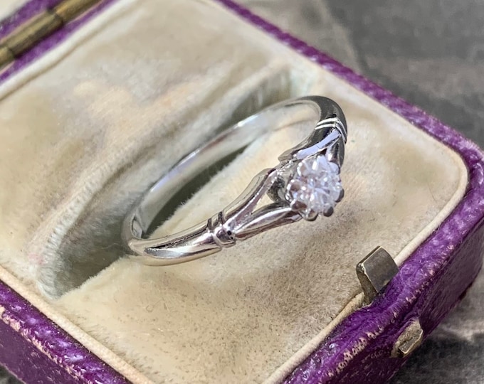 Vintage Platinum Diamond Engagement Ring: Charles Green & Sons, 1978