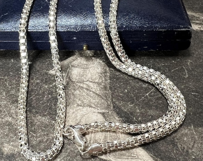 Vintage Sterling Silver Snake Chain Necklace - 36 inch Opera Length