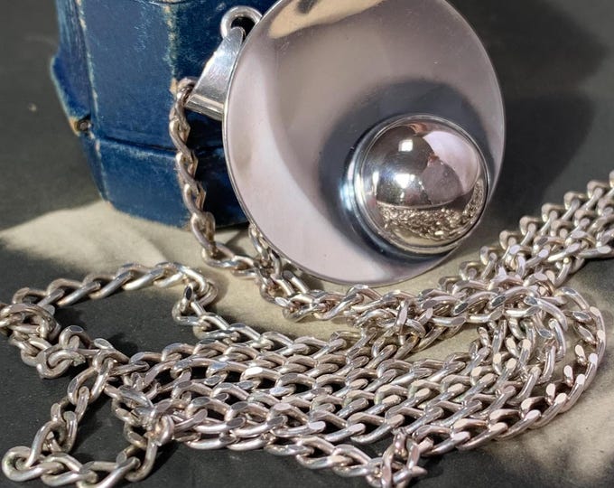 Niels Erik From silver pendant. 77cm long sterling silver chain. 1960s Danish design. 28 grams weight