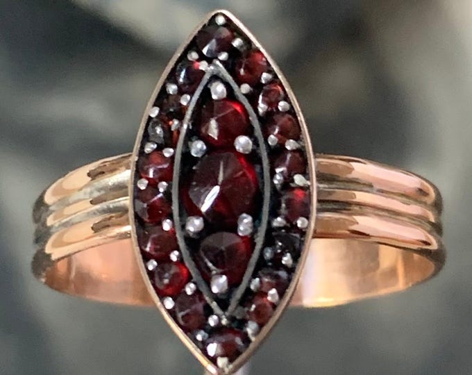 Victorian Garnet Ring: 9ct Rose Gold Marquise Setting, Size K.5 (UK) / 5 3/8 (US)