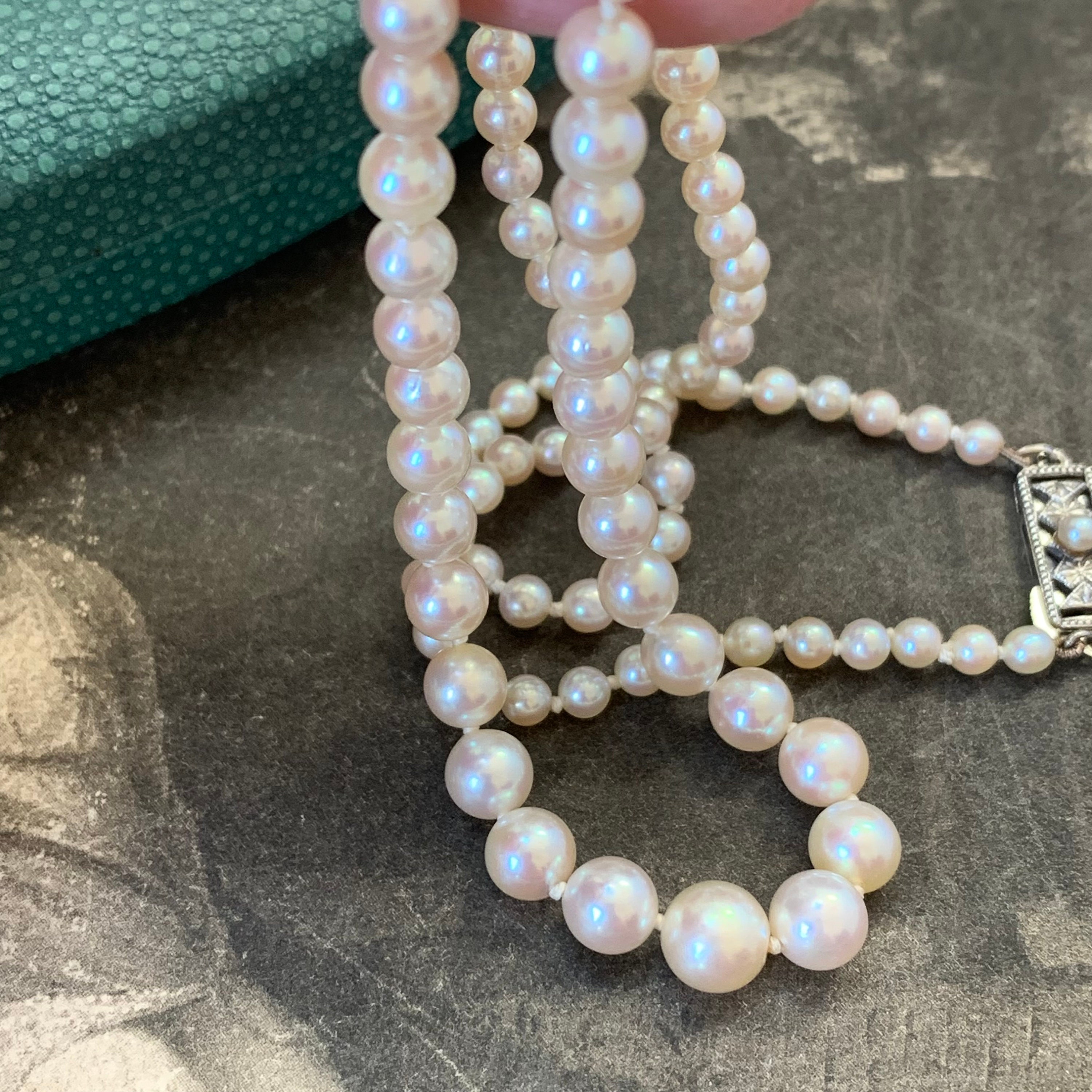 Mikimoto Akoya Pearl Graduated Necklace With A Lovely Silver Clasp. 20 Inches Long This Amazing Strand Comes The Original Box
