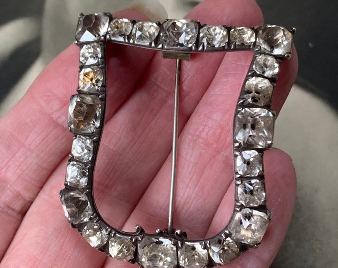 Black Dot silver Buckle Brooch | paste diamond stones | A historic decorative piece | late Georgian era
