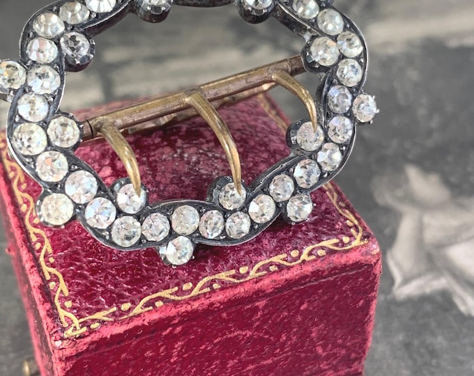 Antique Georgian Black Dot Buckle | Silver Rococo Paste Stone Buckle | Georgian Jewellery Collector
