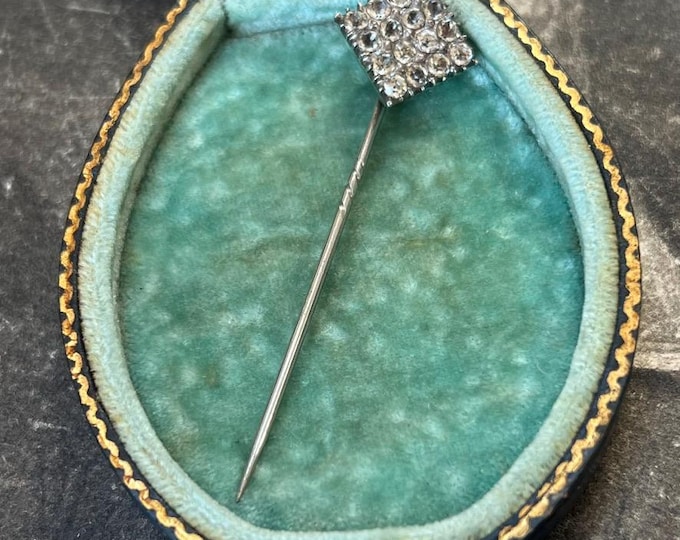 Antique Silver Paste Stick Pin, Vintage Converted Necklace Clasp Pin, Edwardian Style Silver Brooch, Antique Jewellery Gift