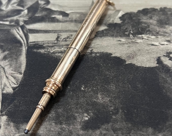 Art Deco 9ct Gold Retractable Pencil | 1919 London Hallmark, Engraved