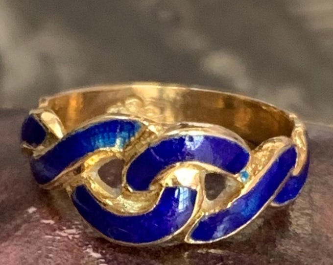 1962 Italian 18ct Gold Enamel Ring - Bonauguri Lucio, Size 5