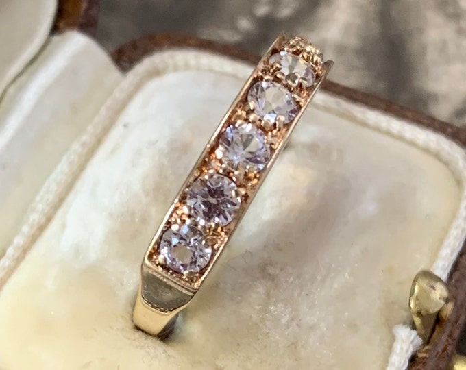Sparkling eternity ring. Vintage 1974 9ct gold band. Full London Hallmark. Ring size N (UK) size 6.5 (US)