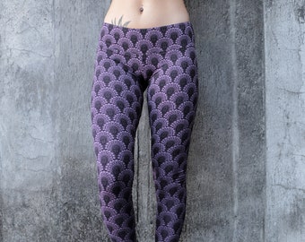 Long comfy printed leggings in viscose lycra for yoga, dance, hooping and festival, HATHA Drop Parma by BLACKBOHEM