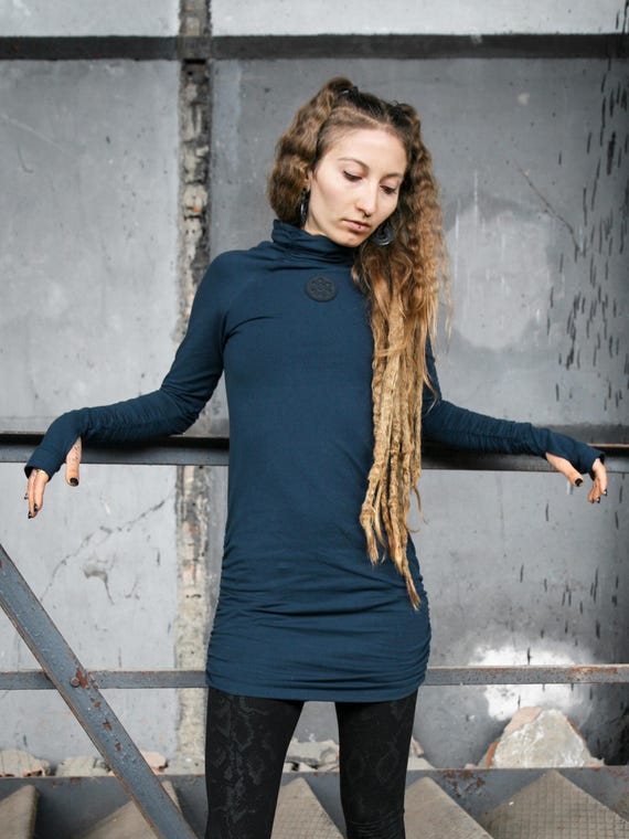 Blue Tunic Dress, Long Sleeve Cotton Jersey, Thumbhole Cuffs, SUTRA PETROL by BLACKBOHEM - Etsy Israel Blue Tunic Dress, Long Sleeve Cotton Jersey, Thumbhole Cuffs, SUTRA PETROL by BLACKBOHEM - Etsy Israel