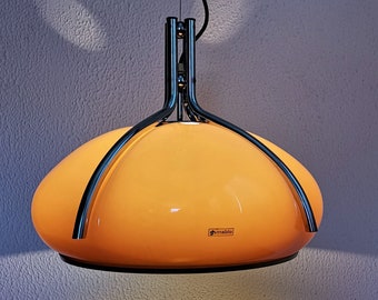 Brown Quadrifoglio pendant lamp / Harvey Guzzini design / 1960s 1970s Italy / Space age lamp