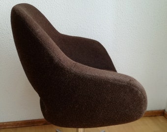 1 of 4 Vintage Office Desk Chairs /Textile Swivel Chair on Wheels / Mid-century Modern Yugoslavia