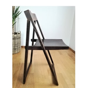Chaise pliante en bois vintage / Brun foncé / Yougoslavie des années 1980 / Chaise de salle à manger de rechange / Design du milieu du siècle