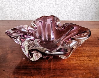 Mid-century flower glass bowl / purple murano glass bowl / Vintage Italian design / Functional decor