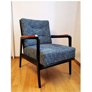 Reupholstered Boucle Armchair: Danish Mid-Century Modern Style