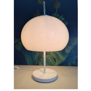 Vintage White sphere table lamp / Mid-century Modern light / 60s 70s Yugoslavia / Space age globe light