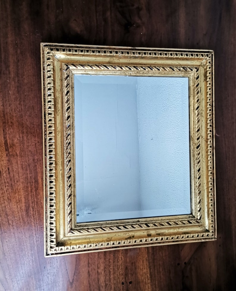 Miroir encadré vintage / Miroir à cadre feuille dor / 19ème siècle / Miroir Biedermeier image 4