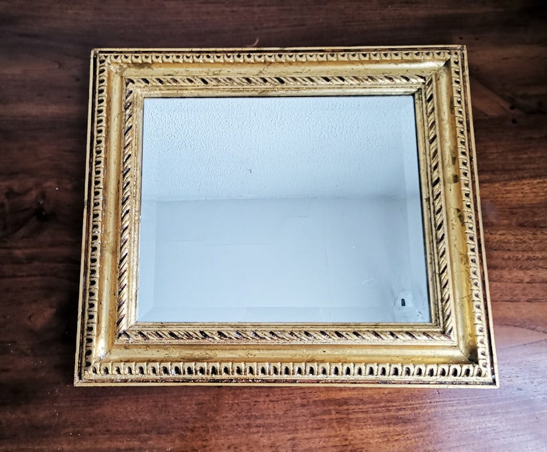 Miroir encadré vintage / Miroir à cadre feuille dor / 19ème siècle / Miroir Biedermeier image 2