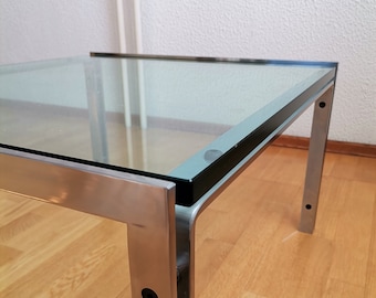 Modern metal and glass coffee table by Hank Kwint for Metaform / M1 model coffee table / Modern side table
