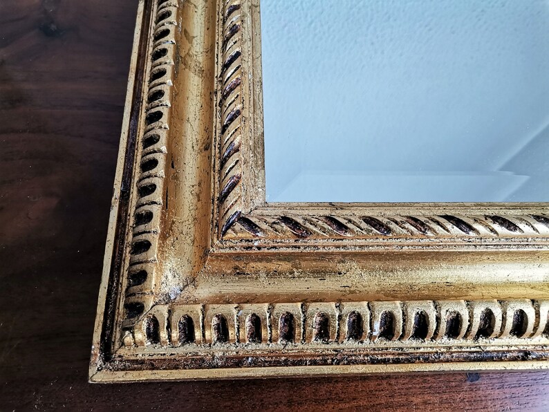 Miroir encadré vintage / Miroir à cadre feuille dor / 19ème siècle / Miroir Biedermeier image 1