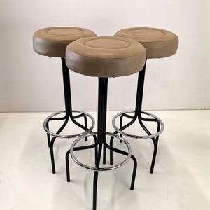 Vintage Mid-Century Leder Barhocker - Jugoslawien, 3er Set