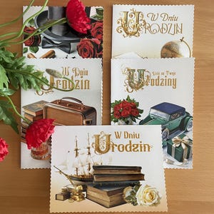 Cartes de fêtes d'anniversaire polonaises, tres jolies et humoristiques avec texte et l'enveloppe