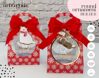 Round Ornament Holder Template: DIY Gift Box SVG, Cricut, Silhouette (Digital Download)