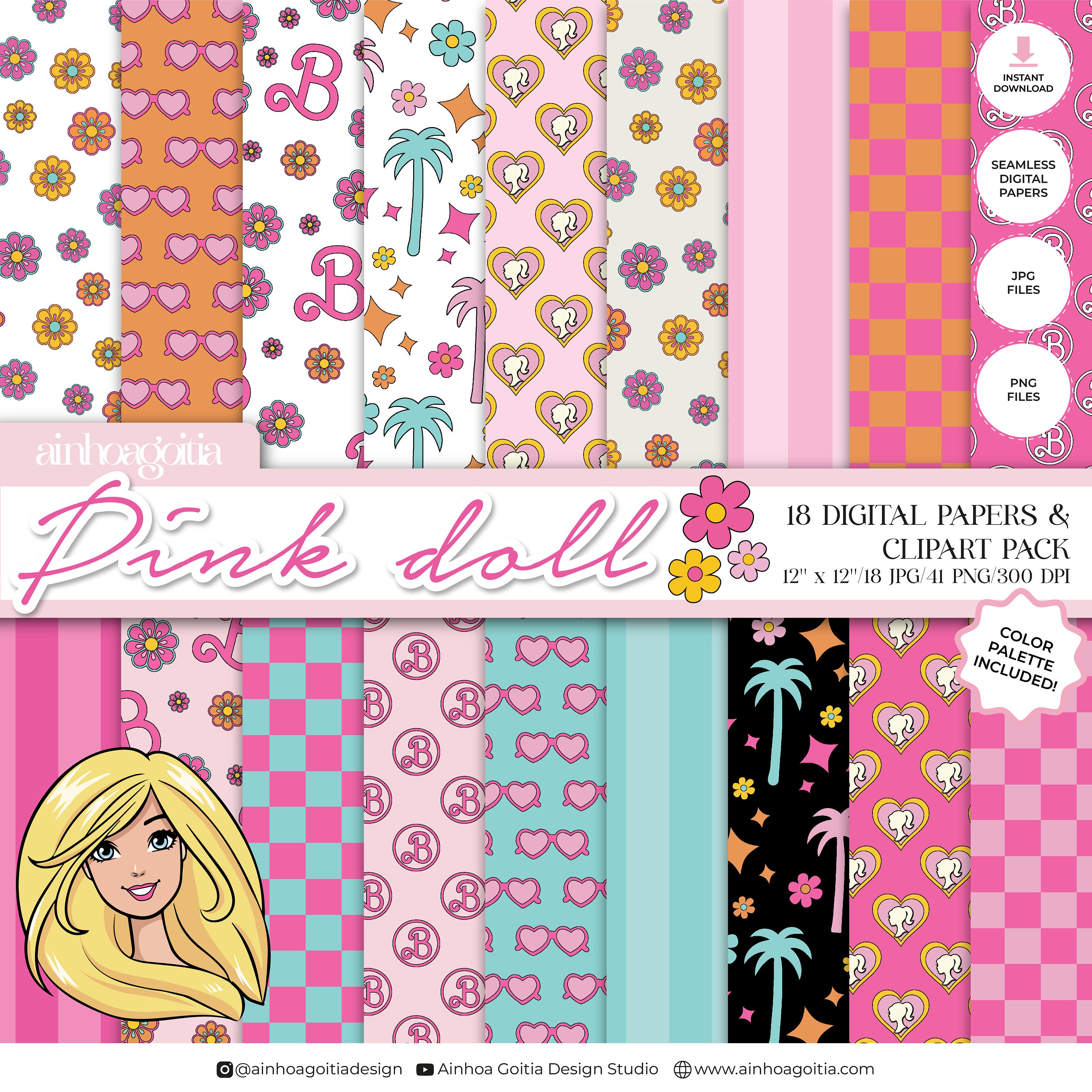 はがせる シール壁紙 wallshoppe / Barbie x wallshoppe