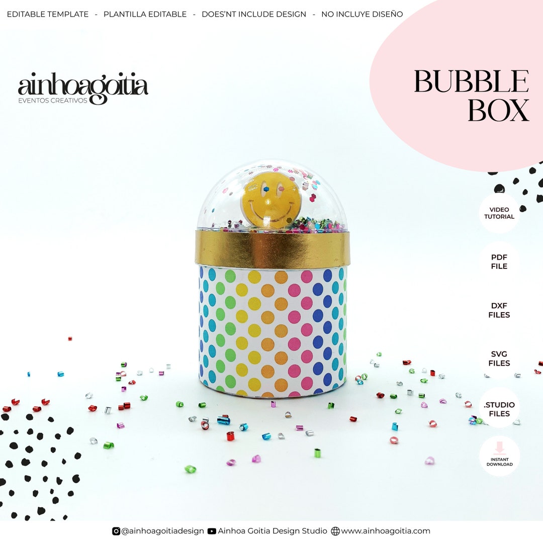 Bubble Favor Box Digital Template SVG With Video Tutorial, Gift Box SVG ...