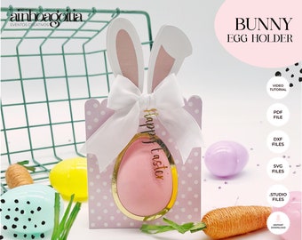 Modèle SVG de support d'oeuf de lapin : boîte bricolage, fichiers Cricut et silhouette