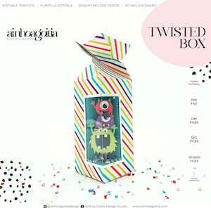 Twisted Favor Box Digitale Vorlage SVG mit Video-Tutorial, Geschenkbox SVG, Box-Vorlage, Silhouette Schnittdateien, Cricut Schnitt Dateien