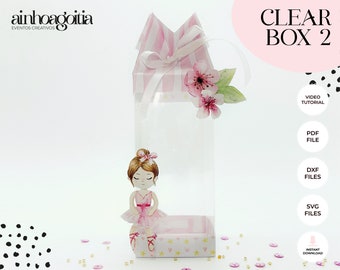 Clear II Favor Box Digital Template SVG with video tutorial, Gift Box SVG, Box Template, Silhouette Cut Files, Cricut Cut Files