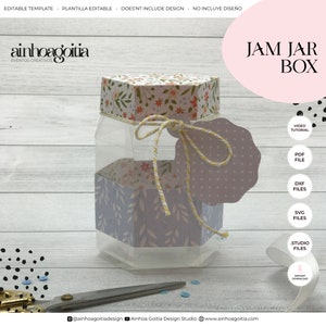 Jam Jar Favor Box Digital Template SVG, Gift Box SVG, Favor Box SVG, Wedding Favor, Box Template, Silhouette Cut Files, Cricut Cut Files